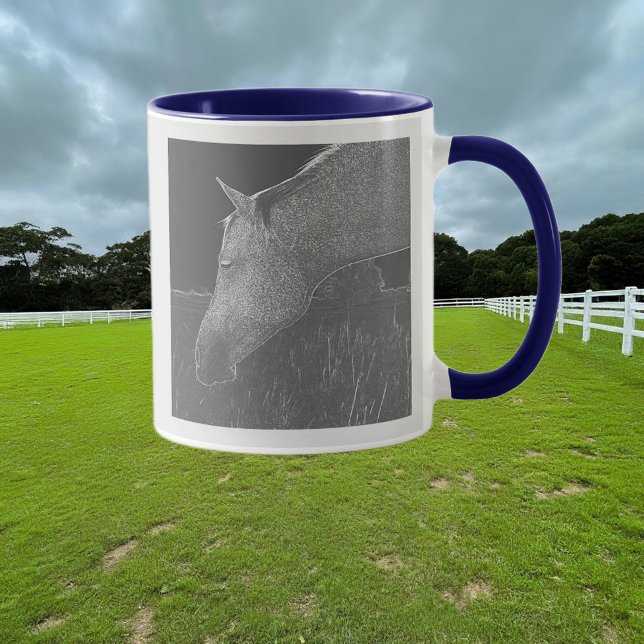 Horse Head Black and White Profile Portrait Art Mug (Creator Uploaded)