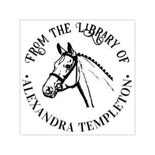 Horse Head Braided Mane Library Book Name Self-inking Stamp