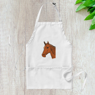 Horse Head Brown Farm Animal Standard Apron