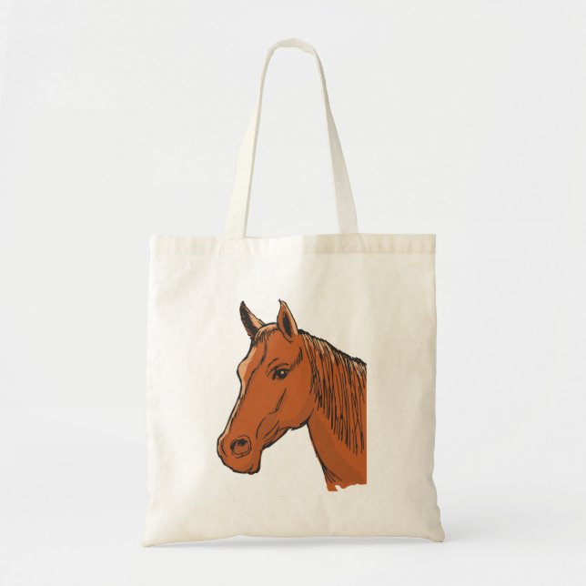 Horse Head Brown Farm Animal Tote Bag (Front)