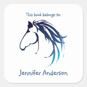 Horse Head Classic Modern Logo Custom Bookplate Square Sticker