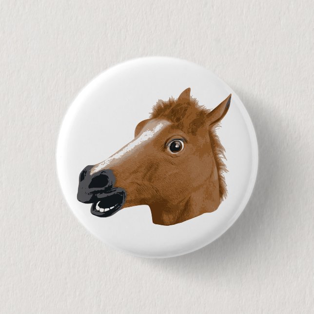 Horse Head Creepy Mask 3 Cm Round Badge (Front)