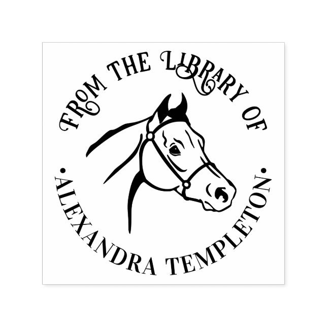 Horse Head “From the Library of” Book Name Self-inking Stamp (Design)