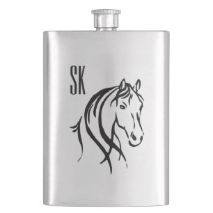 Horse Head Monogram Hip Flask