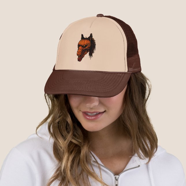 Horse Head of Pumpkin Trucker Hat (In Situ)