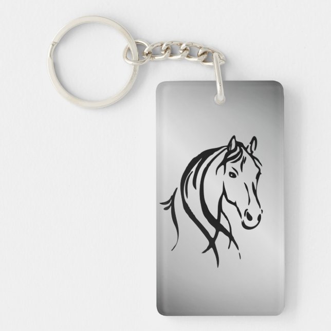 Horse Head on Silver Key Ring (Front)