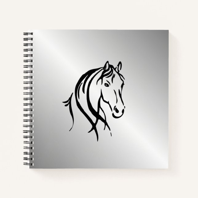 Horse Head on Silver Notebook (Front)
