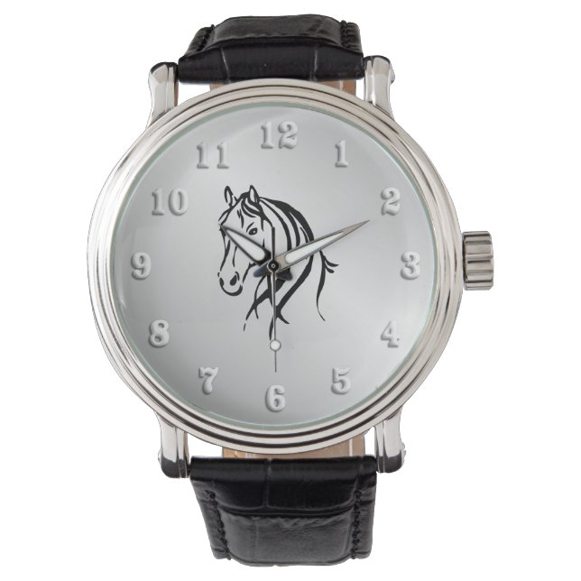 Horse Head on Silver Watch (Front)