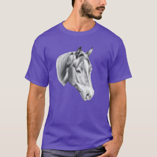 Horse head pencil drawing girl T-Shirt