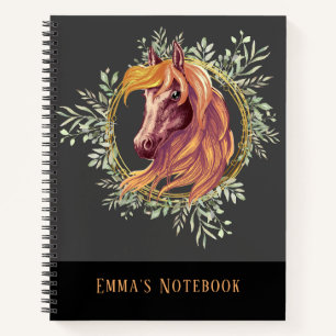 Horse Head Personalized Spiral Notebook