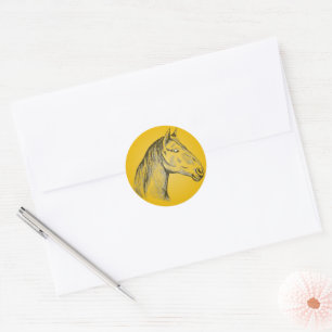 Horse Head Portrait Classic Round Sticker