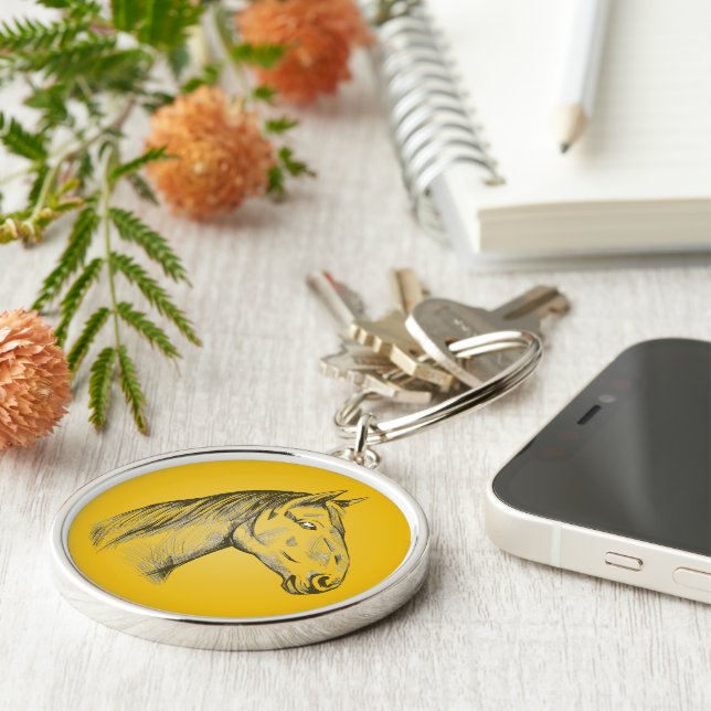 Horse Head Portrait Key Ring (Side)