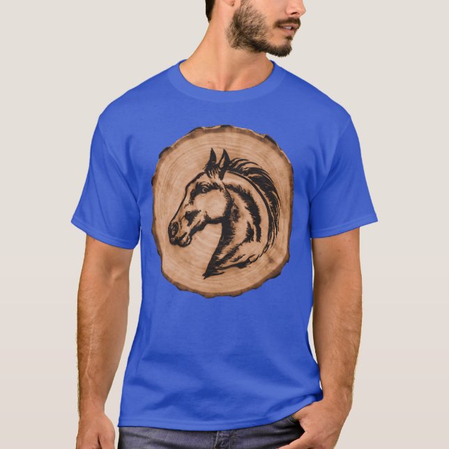 Horse Head Profile On Wood Slice gift T-Shirt (Front)