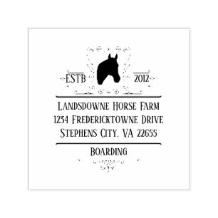Horse Head Silhouette Scrolls Return Address   Self-inking Stamp
