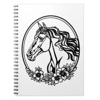 Horse head with flowers notebook