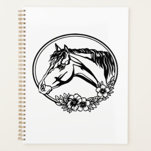 Horse head with flowers planner
