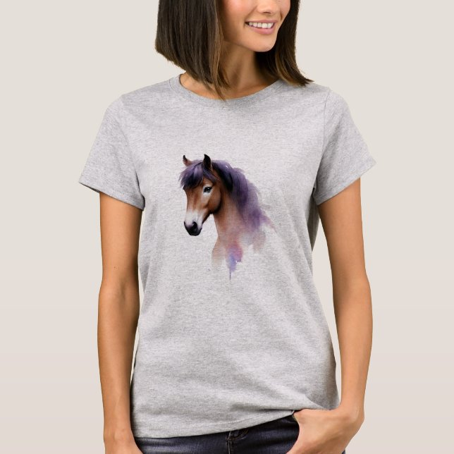 Horse Head With Purple Mane Art T-Shirt (Front)