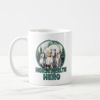 Horse Health Hero, Vintage Equestrian White Horses Coffee Mug