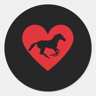 Horse Heart Horseback Equestrian Riding Teen Girls Classic Round Sticker