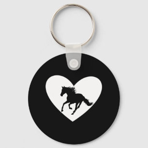 Horse Heart Silhouette Equestrian Horseback Valent Key Ring
