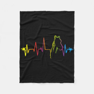 Horse Heartbeat Shirt Horses Horseback Riding Gift Fleece Blanket