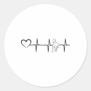 Horse Heartline Horse Riding Horse Heartbeat Horse Classic Round Sticker