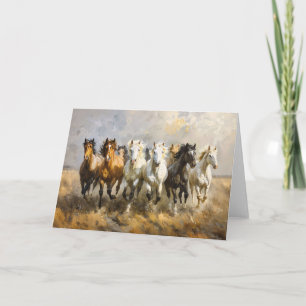 Horse Herd Galloping Mustang Painting Blank Note Card
