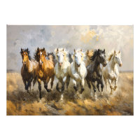 Horse Herd Galloping Mustang Painting Decoupage