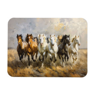 Horse Herd Galloping Mustang Painting Flexible Magnet