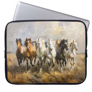 Horse Herd Galloping Mustang Painting Laptop Sleeve