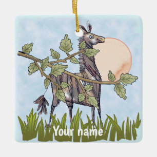 Horse Hiding Ceramic Ornament