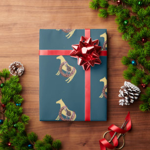 horse, horse shoe saddle wrapping paper