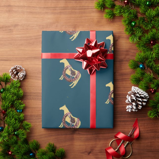 horse, horse shoe saddle wrapping paper (Holiday Gift)