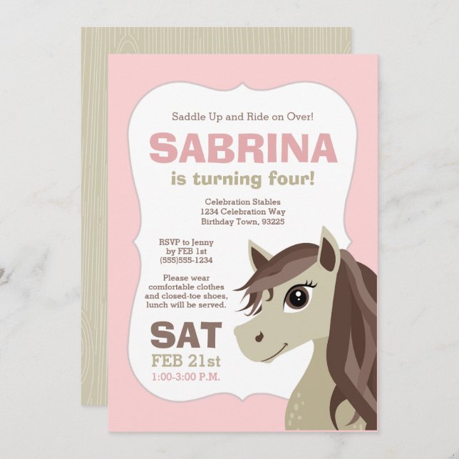 Horse Horseback Riding Birthday Party Invitation (Front/Back)