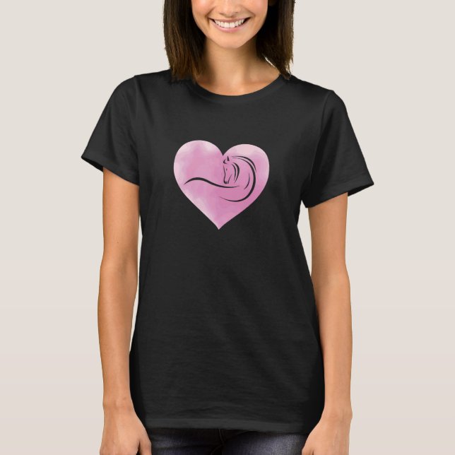 Horse  Horseback Riding Cowgirl Pink Heart T-Shirt (Front)