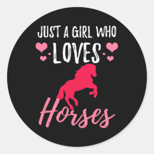 Horse Horseback Riding Girl  Classic Round Sticker