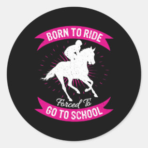 Horse Horseback Riding Girl Rider Funny Animals Lo Classic Round Sticker