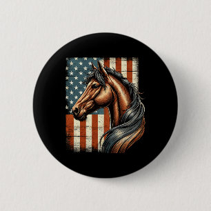 Horse Horseback Riding Western Farm American Flag  6 Cm Round Badge