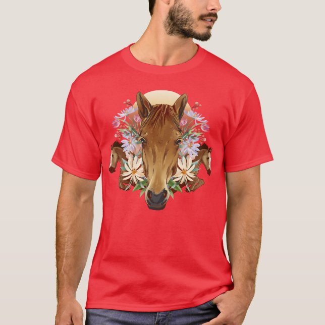 Horse Horses flower wild beautiful Horse Horses fl T-Shirt (Front)