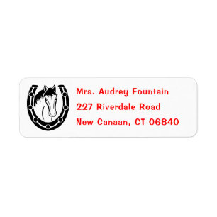 Horse, Horseshoe Equestrian Western Cowgirl Return Address Label