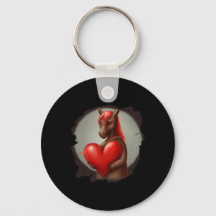 Horse Hugging Heart Valentines Day Horseback Ridin Key Ring