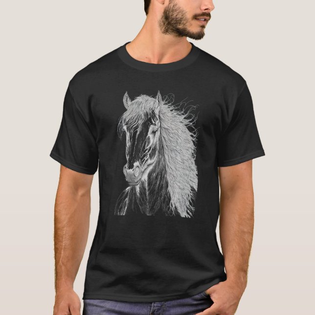 Horse illustration Gift for Horseback Riding Horse T-Shirt (Front)