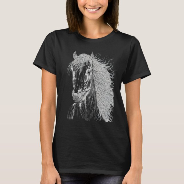 Horse illustration Gift for Horseback Riding Horse T-Shirt (Front)