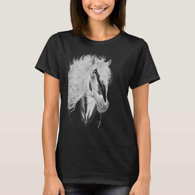 Horse illustration Gift for Horseback Riding Horse T-Shirt (Front)