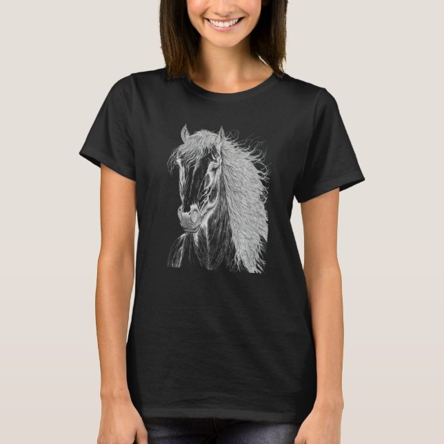 Horse illustration Gift for Horseback Riding Horse T-Shirt (Front)