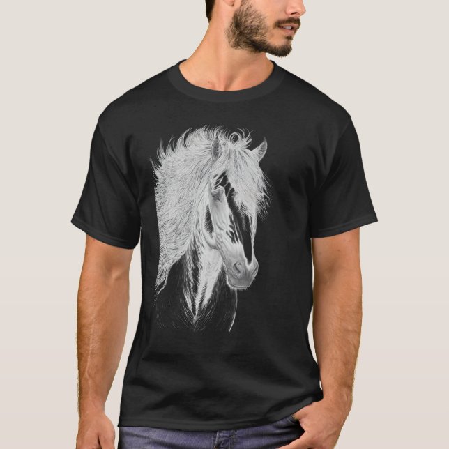 Horse illustration Gift for Horseback Riding Horse T-Shirt (Front)