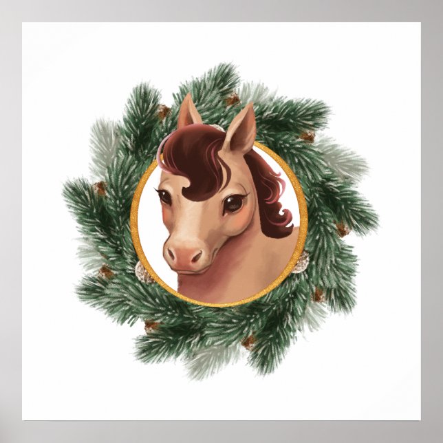 Horse in a Fir Wreath Poster (Front)