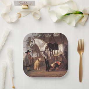 Horse in a Landscape Aelbert Cuyp    Paper Plate