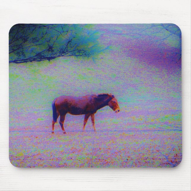 Horse IN A RAINBOW PURPLE FIELD : add name Mouse Pad (Front)