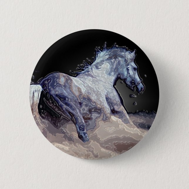 Horse in Action 6 Cm Round Badge (Front)
